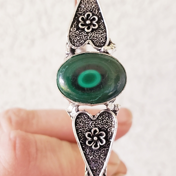 New Malachite 925 Silver Open Cuff Bracelet. - Picture 7 of 15